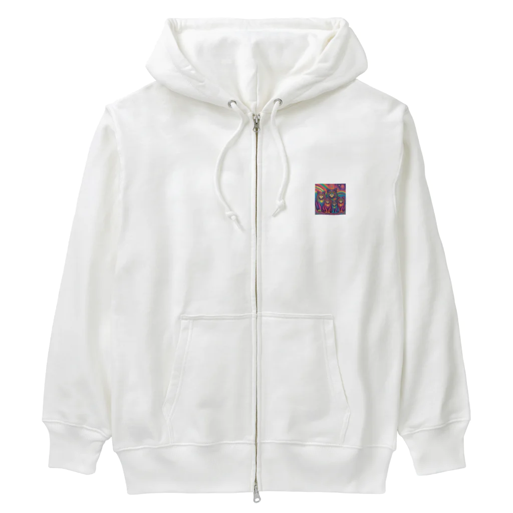 マヌル猫 Manul catのサイケなマヌル猫の家族２ Heavyweight Zip Hoodie