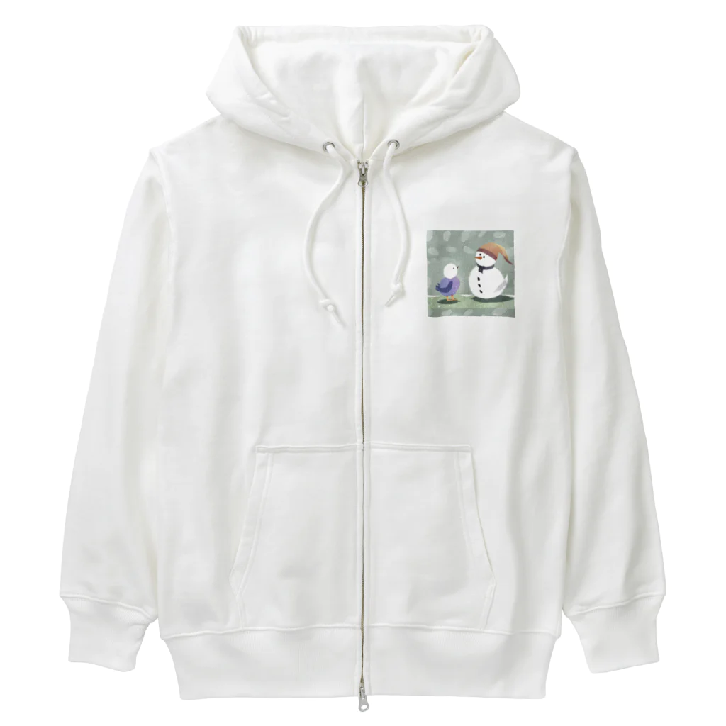 chami_23の雪だるまと仲良しな鳥 Heavyweight Zip Hoodie