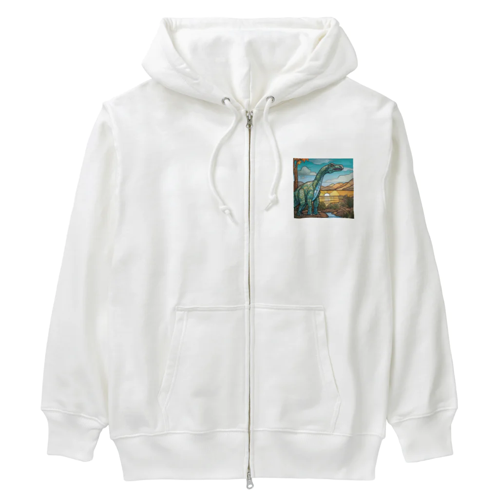 hamuevoのステンドアート・ブラキオサウルス Heavyweight Zip Hoodie