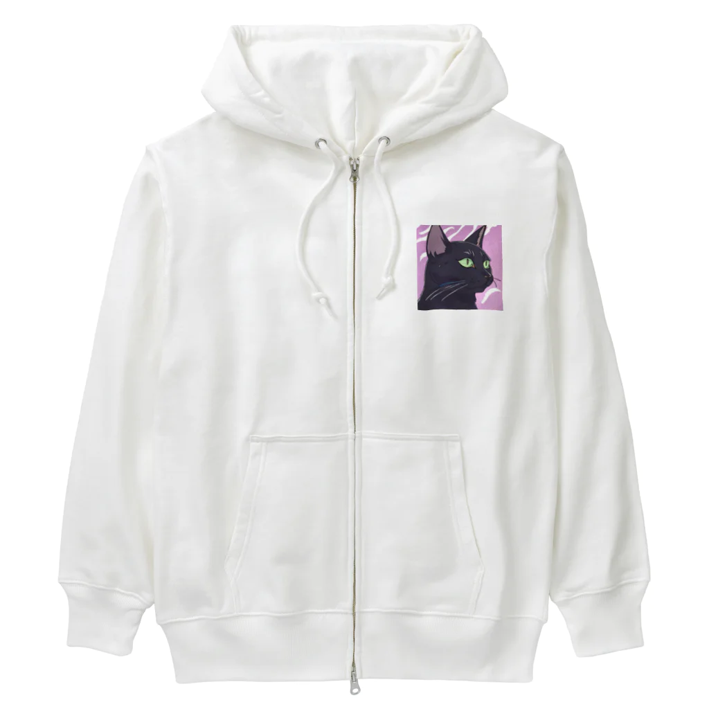 73GTCのかっこいい黒猫3 Heavyweight Zip Hoodie