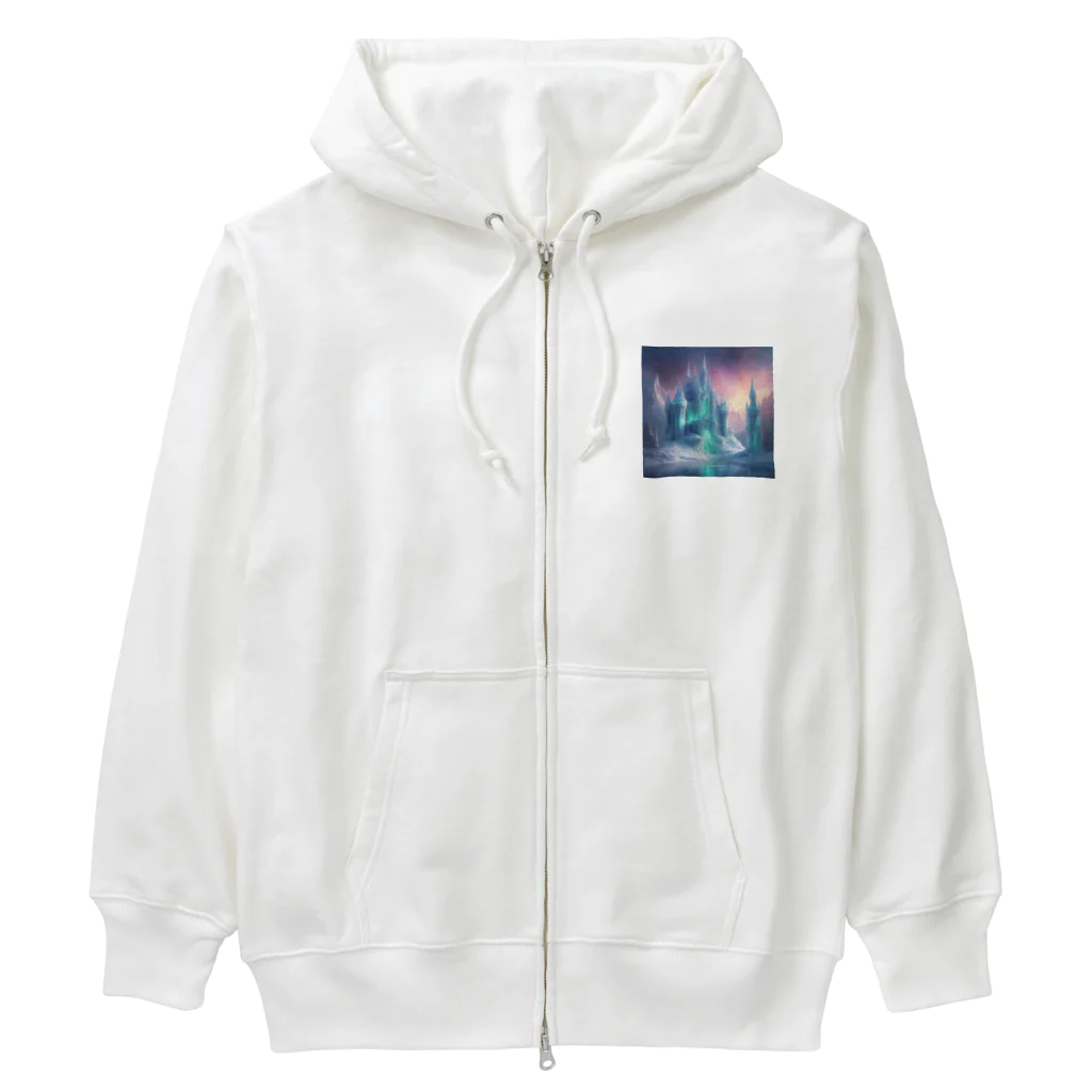 3tomo6's shopのオーロラが照らす氷の城 Heavyweight Zip Hoodie