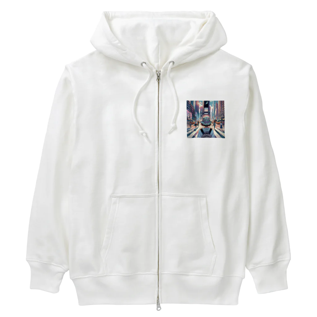 Artful Whiskersの一人旅の少女 Heavyweight Zip Hoodie