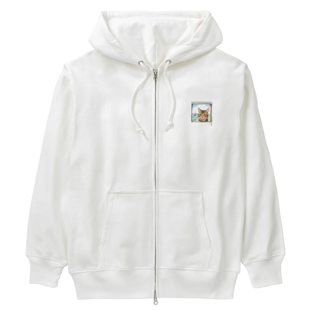 姫とすずり。の車窓からねこ Heavyweight Zip Hoodie