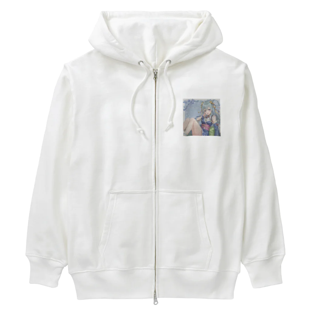 MonMochiの着物の少女 Heavyweight Zip Hoodie