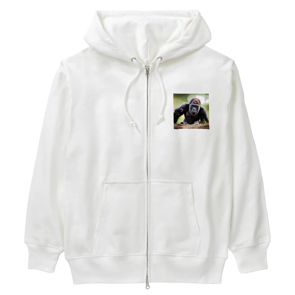 ラッキーマインあべむつきの土を食べるゴリラ Heavyweight Zip Hoodie