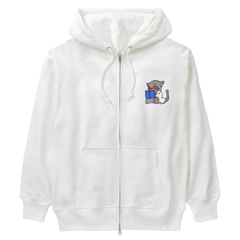 Kujakuの朗読猫 Heavyweight Zip Hoodie