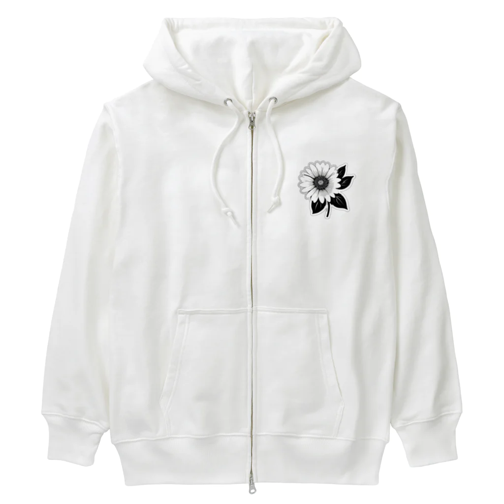 ファンシーTシャツ屋のモノクロマーガレット Heavyweight Zip Hoodie