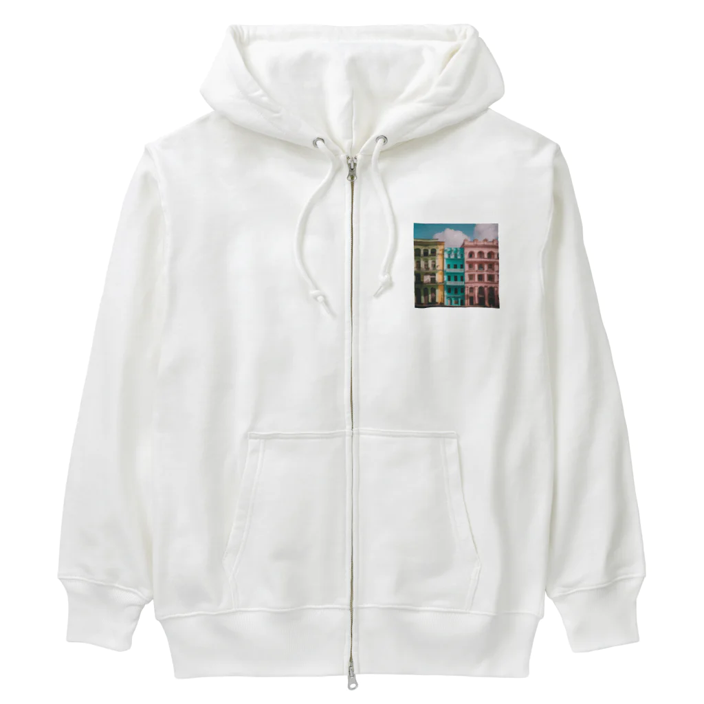 awawoのイタリアのカラフルな街並み Heavyweight Zip Hoodie