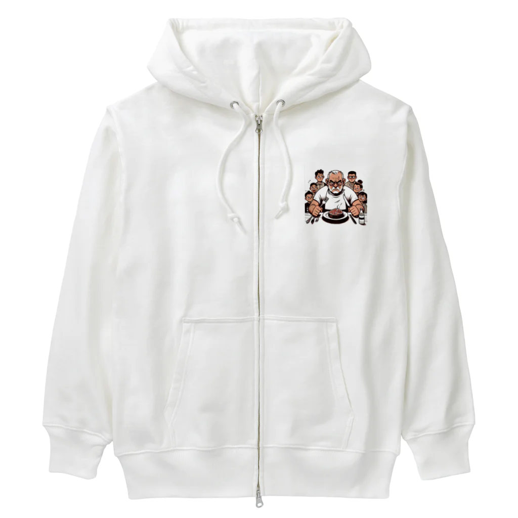 saijo79のステーキを食べるイカツイおじさん Heavyweight Zip Hoodie