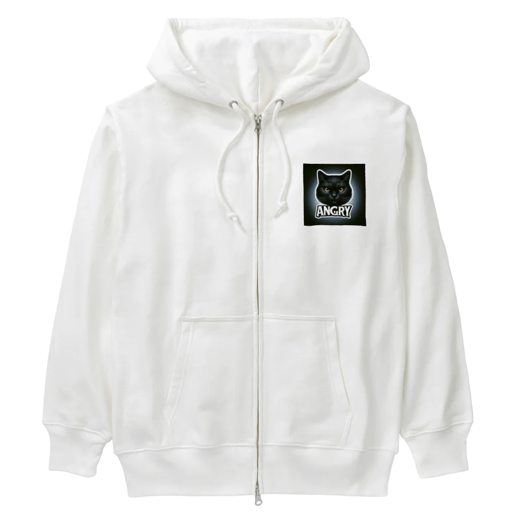 same_sharkのアングリー黒猫シリーズ Heavyweight Zip Hoodie