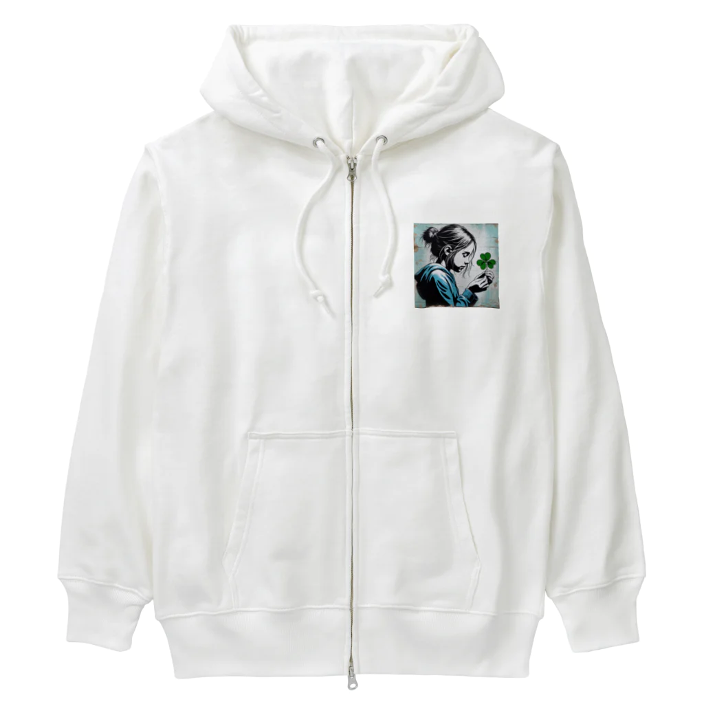 mihhyの三つ葉のクローバーでさえ、祈る少女 Heavyweight Zip Hoodie