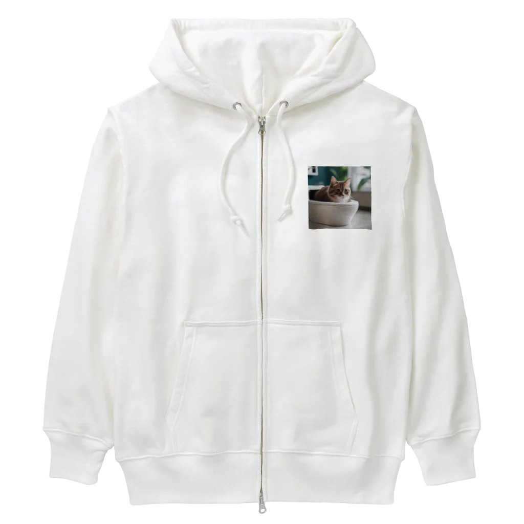 kojakechanのトイレに入るかわいいマンチカンのマカデミアナッツくん Heavyweight Zip Hoodie