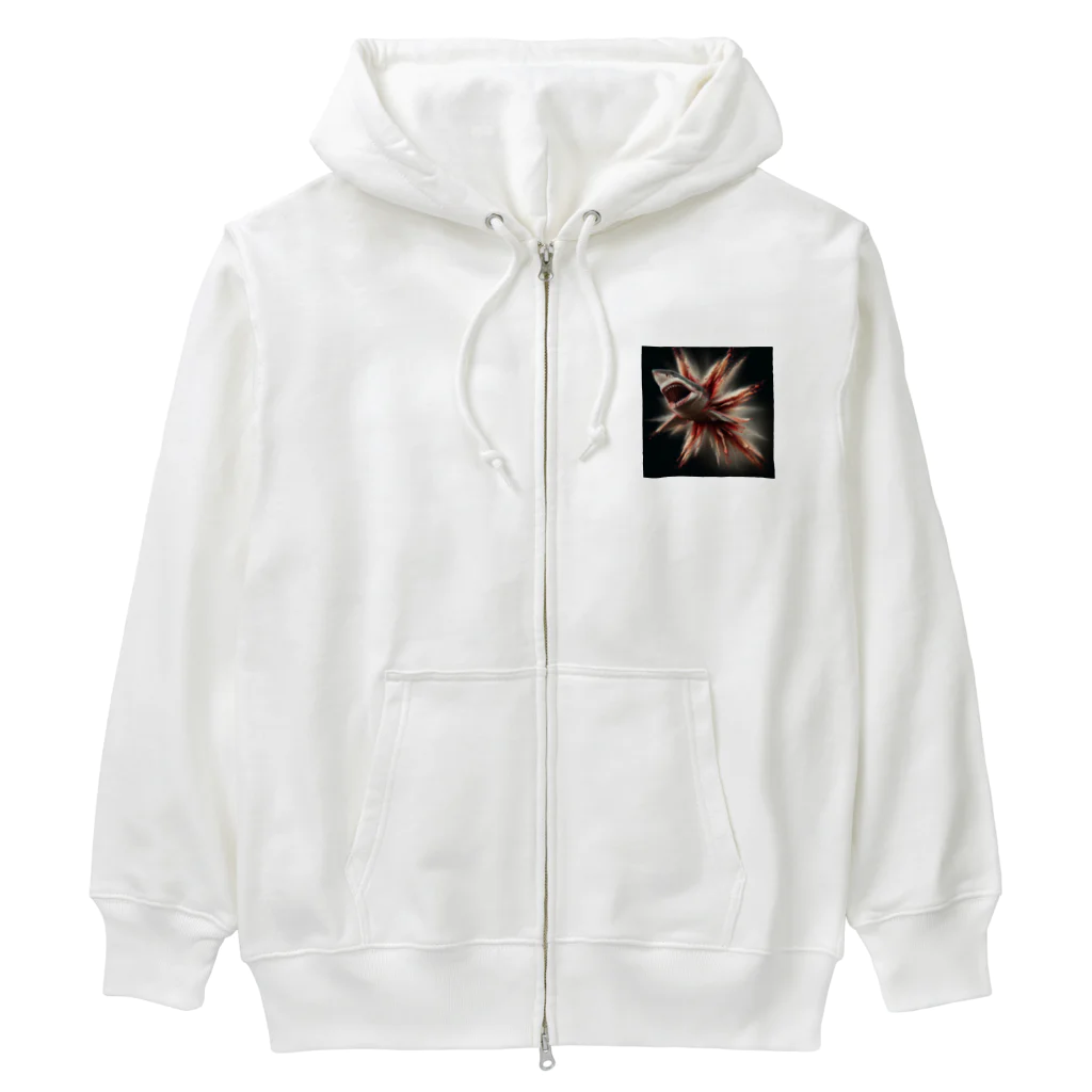 godo_dioの飛び出す　サメ　面白い Heavyweight Zip Hoodie