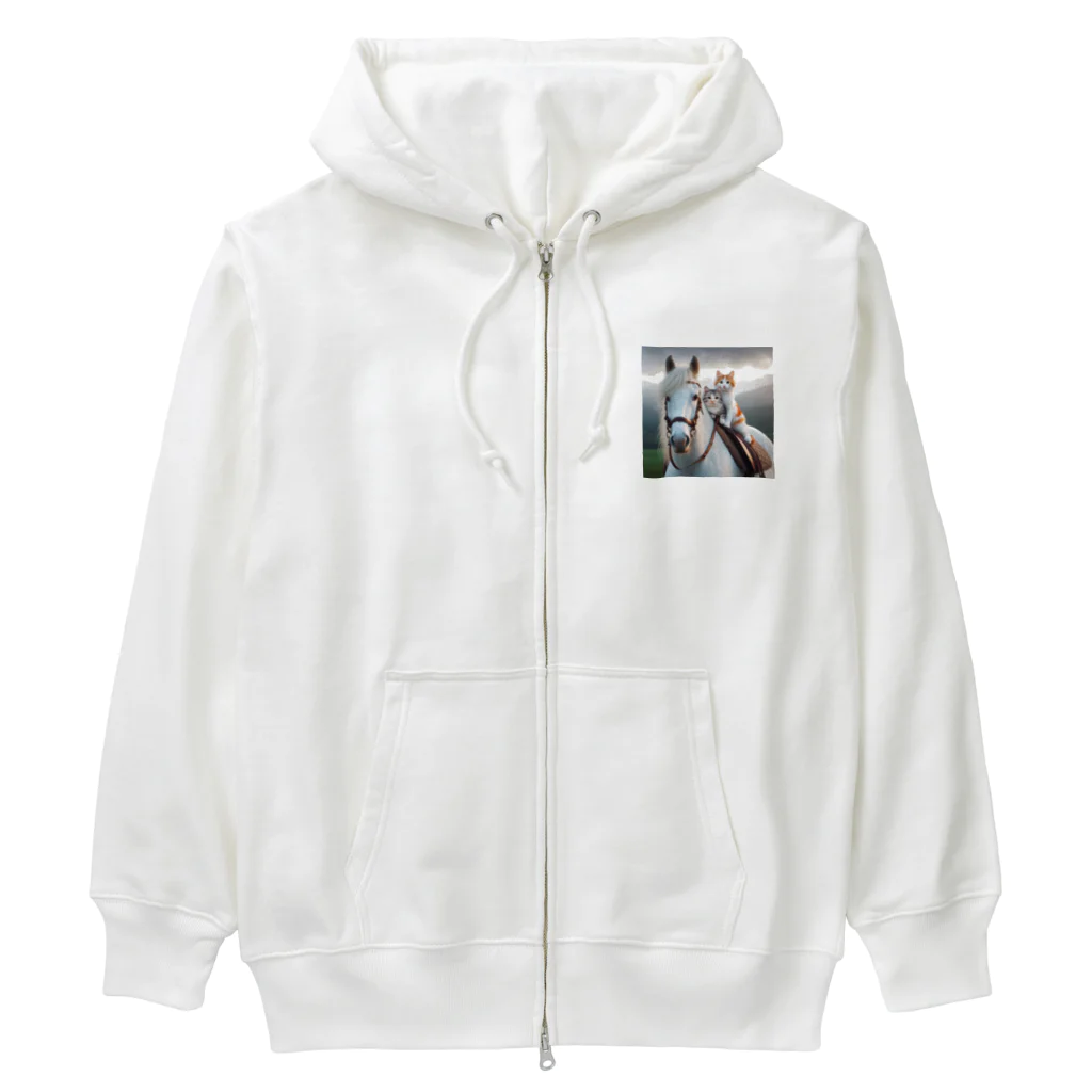 ToyuToyuの馬に乗ってる猫☆ Heavyweight Zip Hoodie