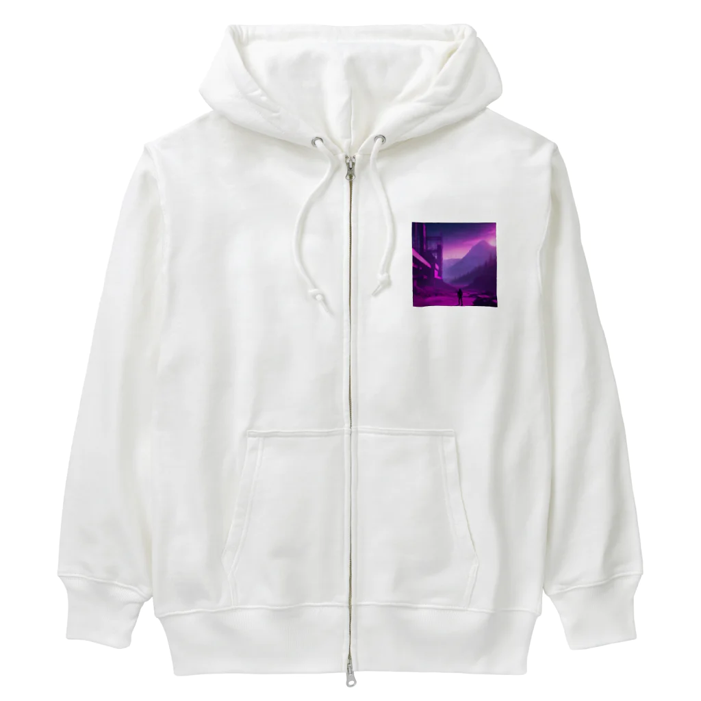 shell_hutの荒野の中に寂しく立ち並ぶ未完成の建設現場 Heavyweight Zip Hoodie