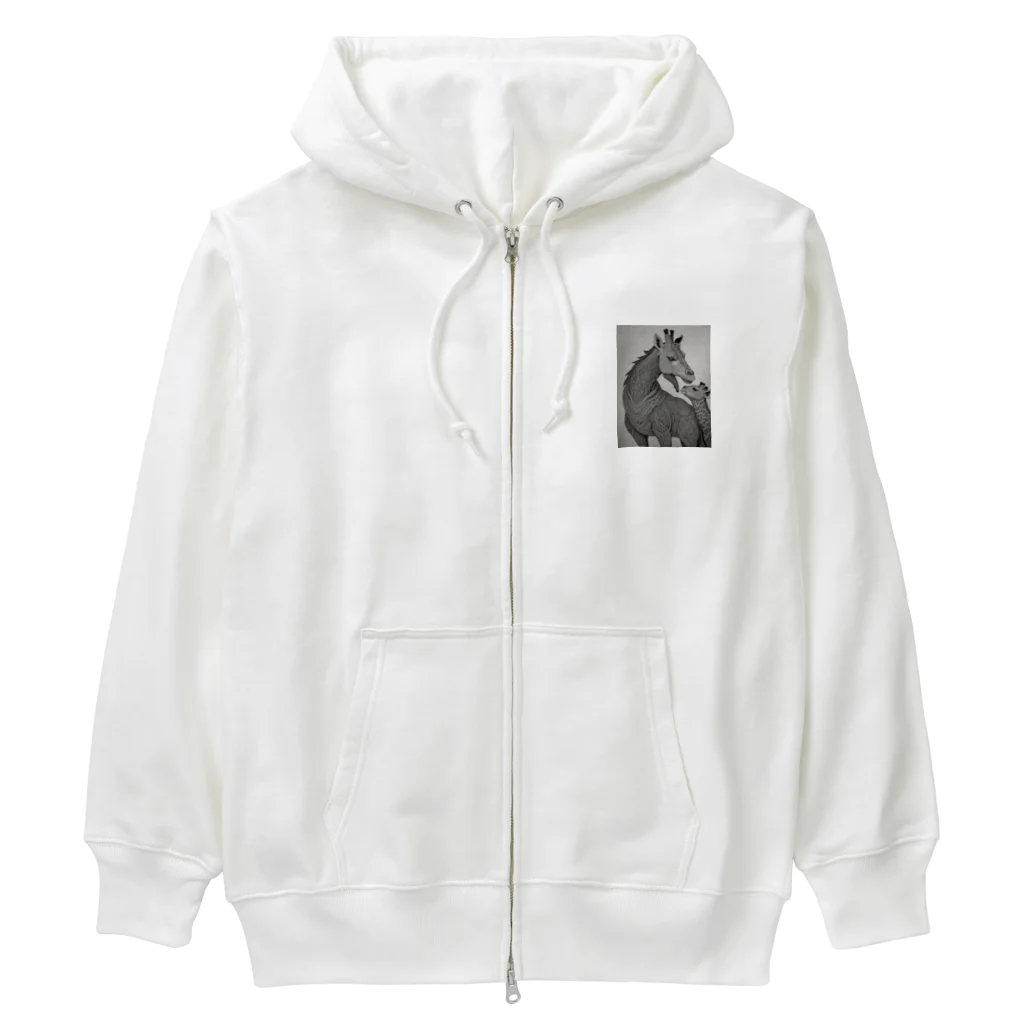 ZZRR12の共鳴の瞬間、愛あるキリンの微笑み Heavyweight Zip Hoodie