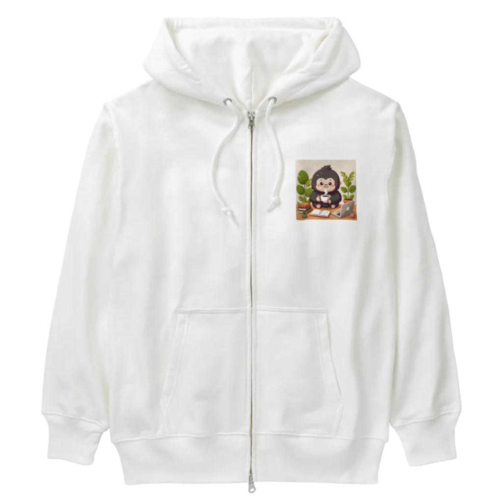 星パンダショップのほっこりコーヒーごりら君 Heavyweight Zip Hoodie