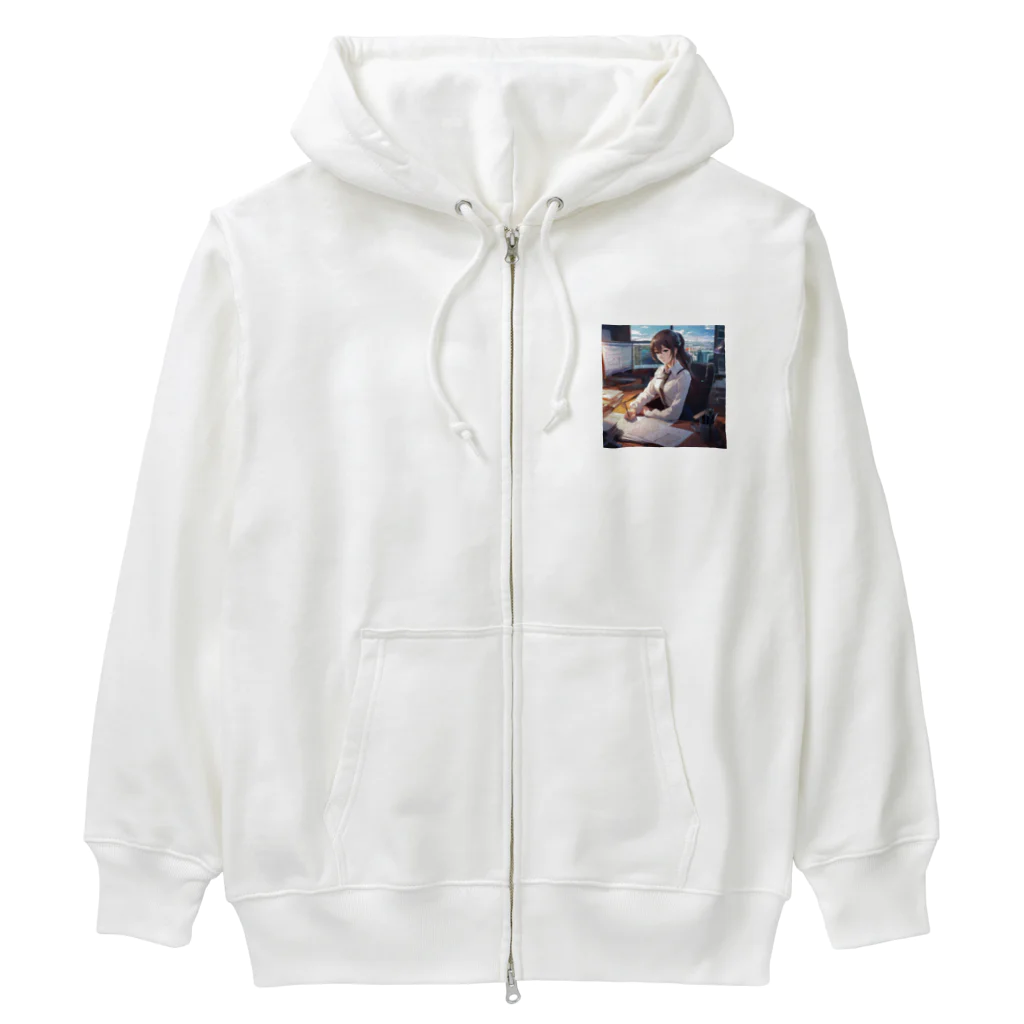 LuLu Shopの可愛らしいポニーテールヘアスタイルで爽やかな笑顔を浮かべています。 Heavyweight Zip Hoodie