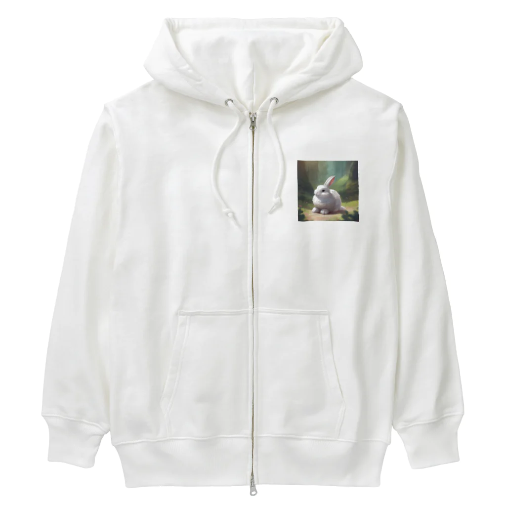 hibiscus_7のおっとりな白うさぎ Heavyweight Zip Hoodie