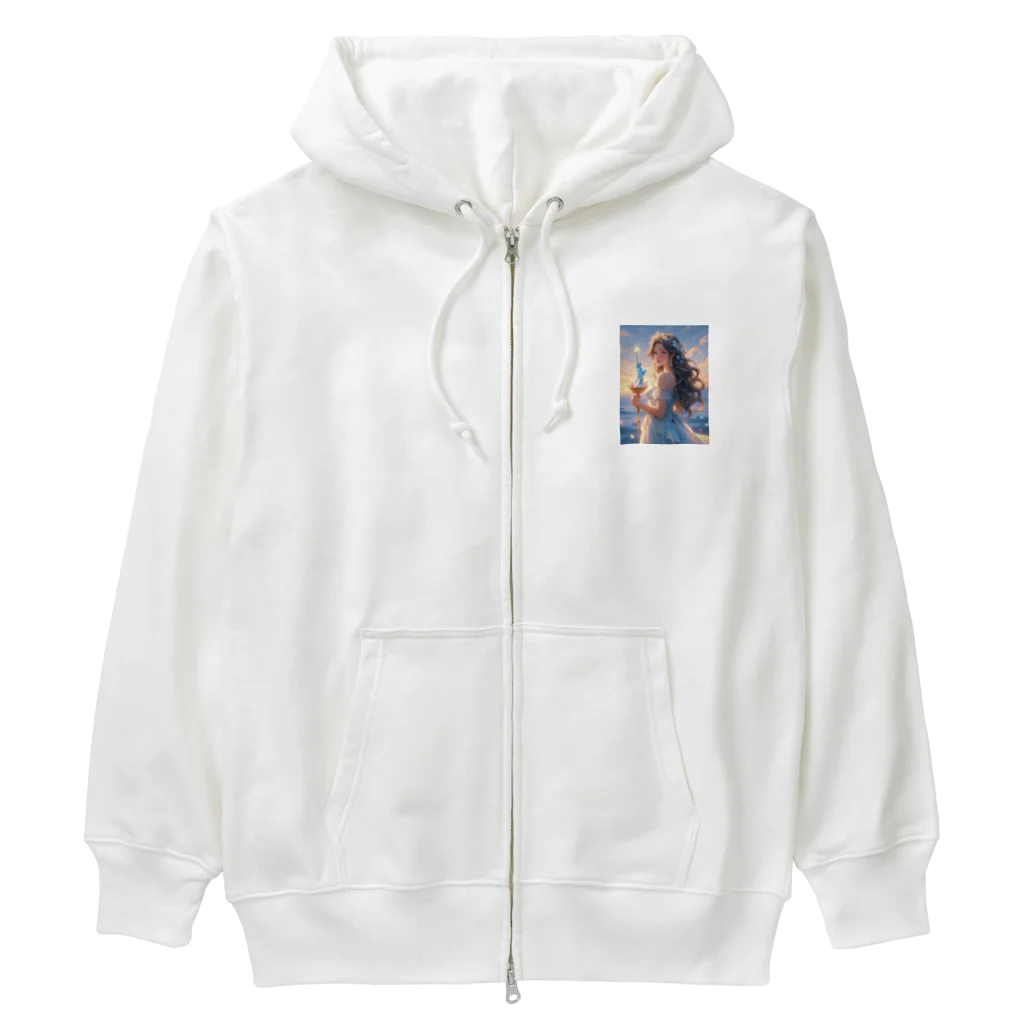 CHIKUSHOの自由の女神のミニチュアを持つ少女 Heavyweight Zip Hoodie