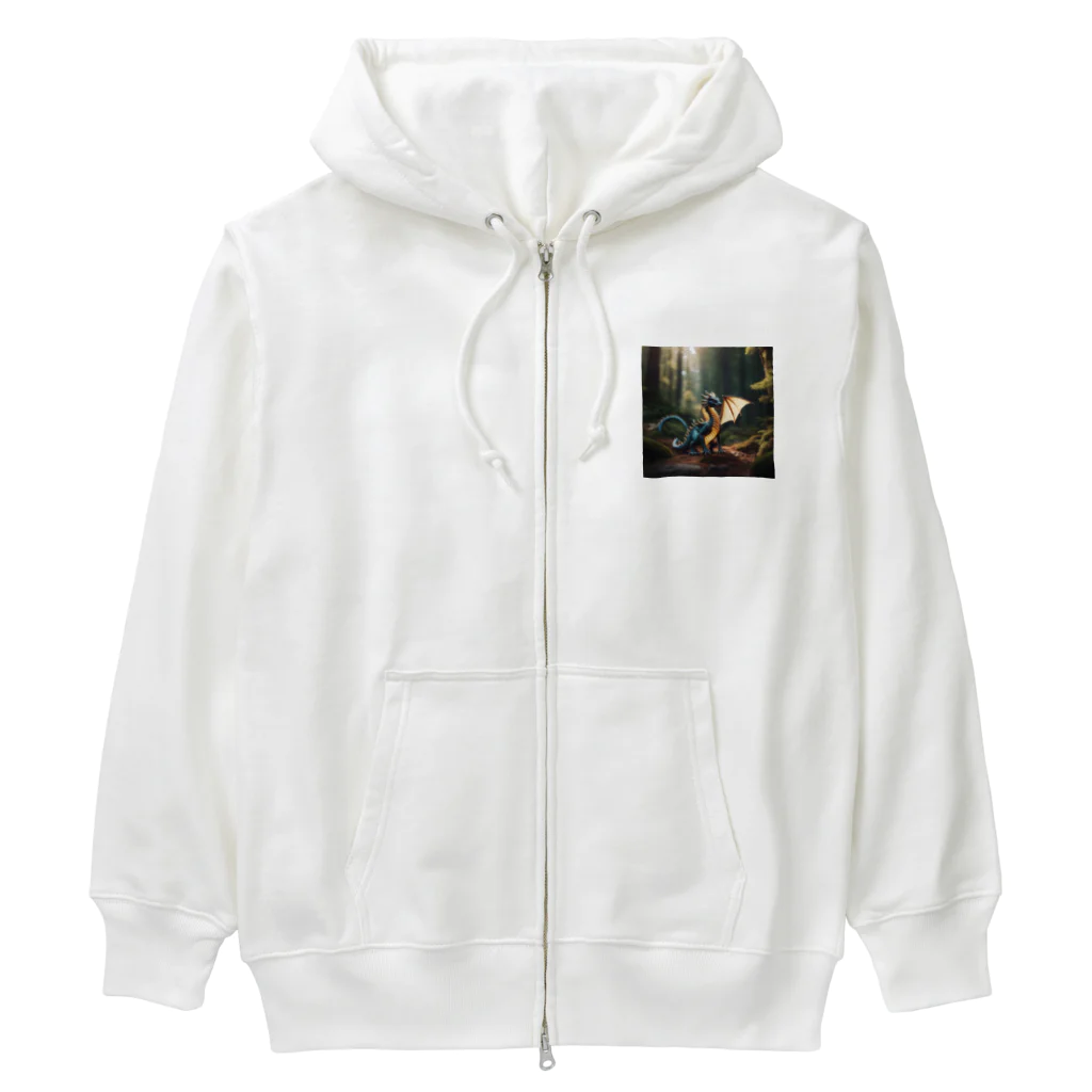 rian14の水晶を持って、森の中を歩いている龍 Heavyweight Zip Hoodie