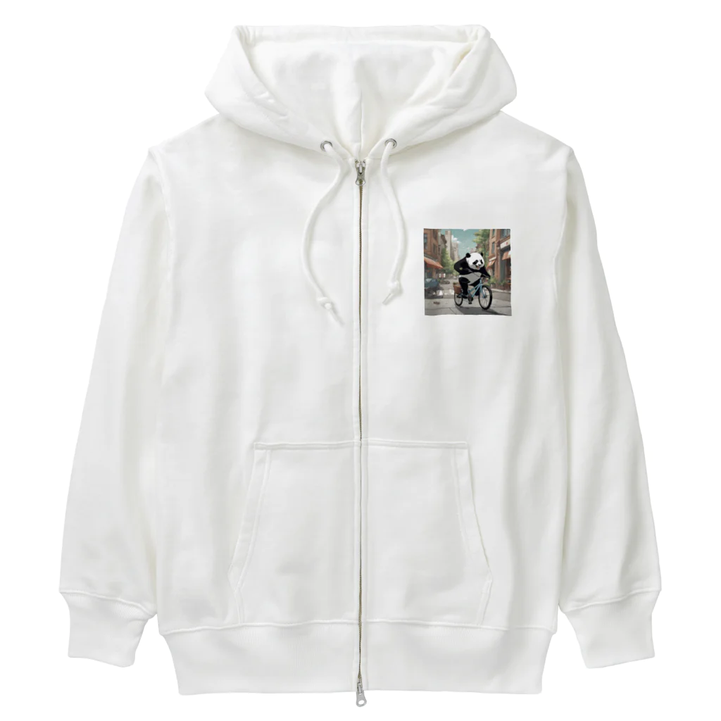 パンダの自転車に乗っているパンダ Heavyweight Zip Hoodie