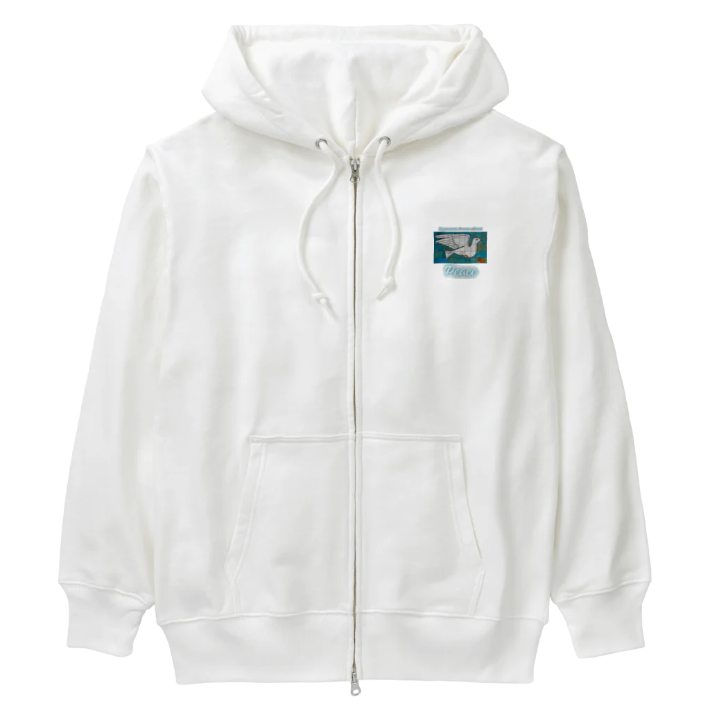 Earth-HarmonyのPeace　平和の鳩 Heavyweight Zip Hoodie