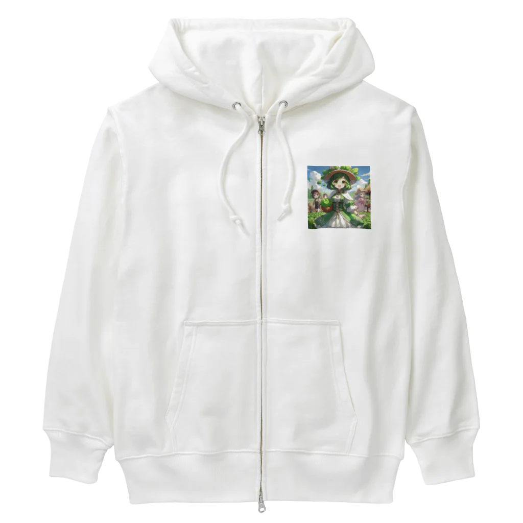 大地の宝物のほうれん草をモチーフにしたアニメキャラクター「スプリナ」 Heavyweight Zip Hoodie