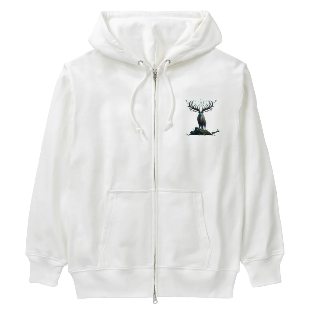 「動物ミリ屋」の森の賢者 Heavyweight Zip Hoodie