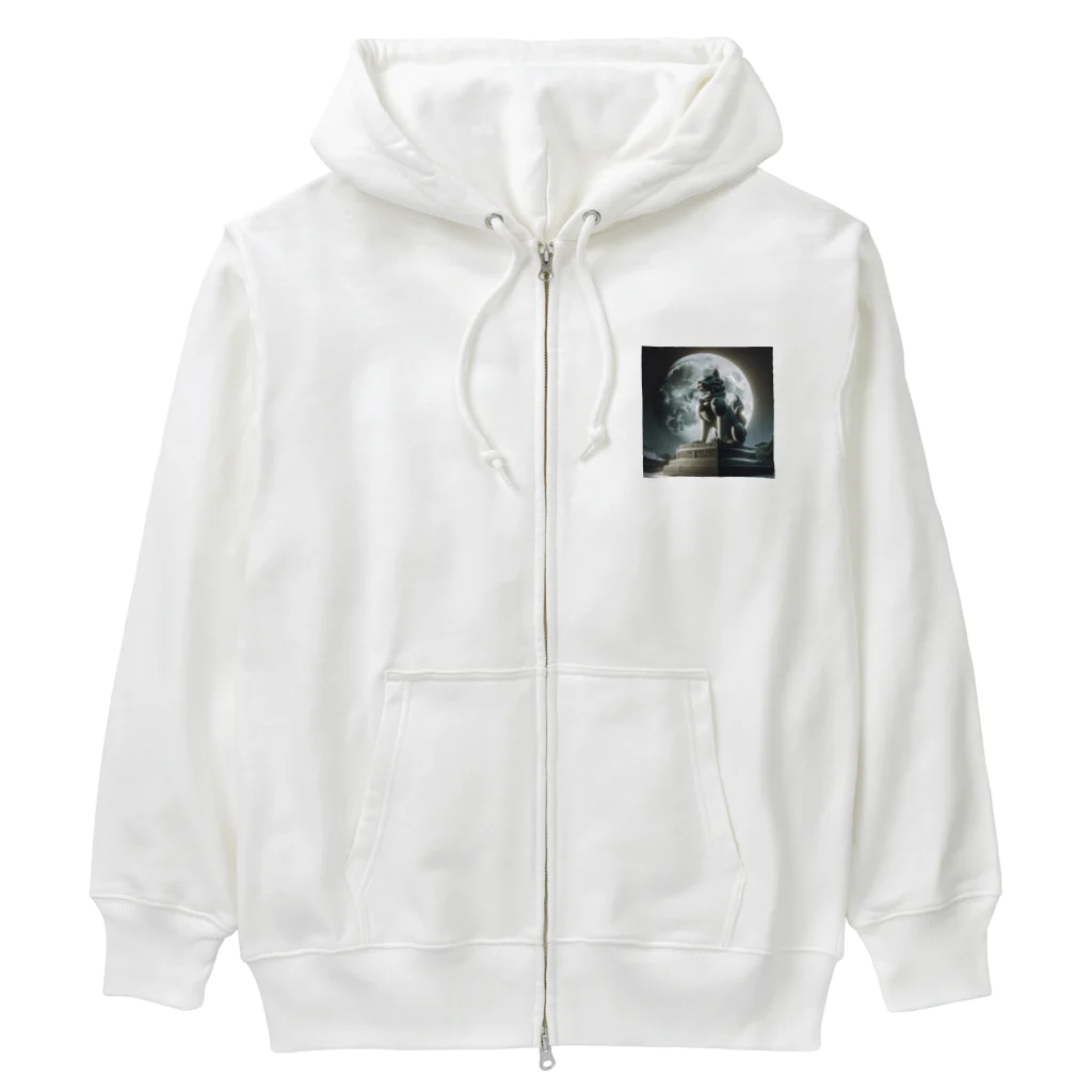 kenken-kenkenショップの月夜の狛犬 Heavyweight Zip Hoodie