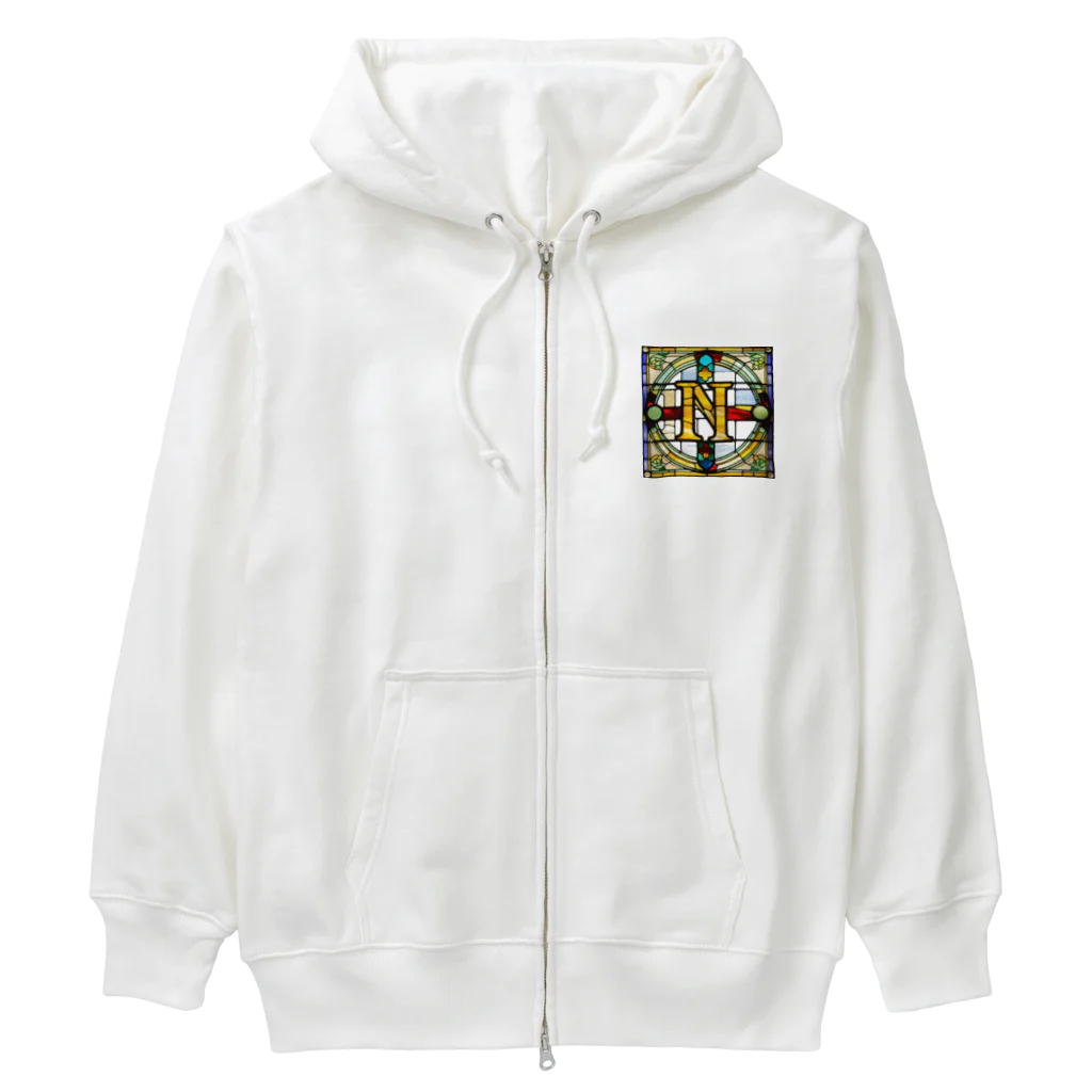 alphabet stained glassのstained glass N Heavyweight Zip Hoodie