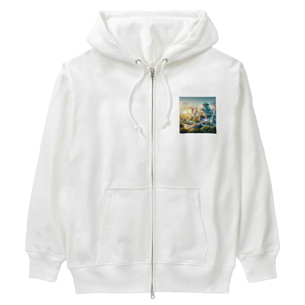 戦国時代マニアの明るい未来を予感させる大阪城 Heavyweight Zip Hoodie