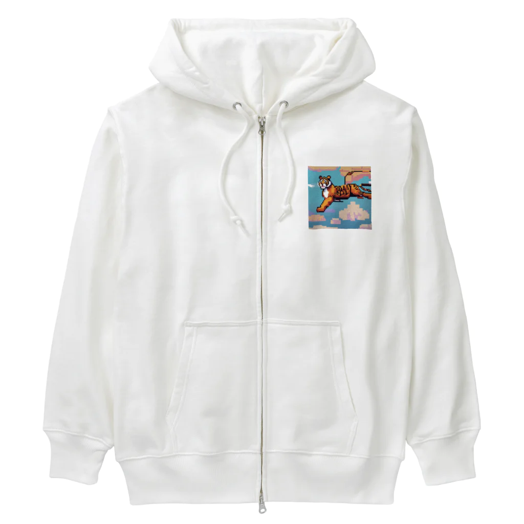 クロスクリエイティブのハンドグライダーを飛ばしているトラ Heavyweight Zip Hoodie