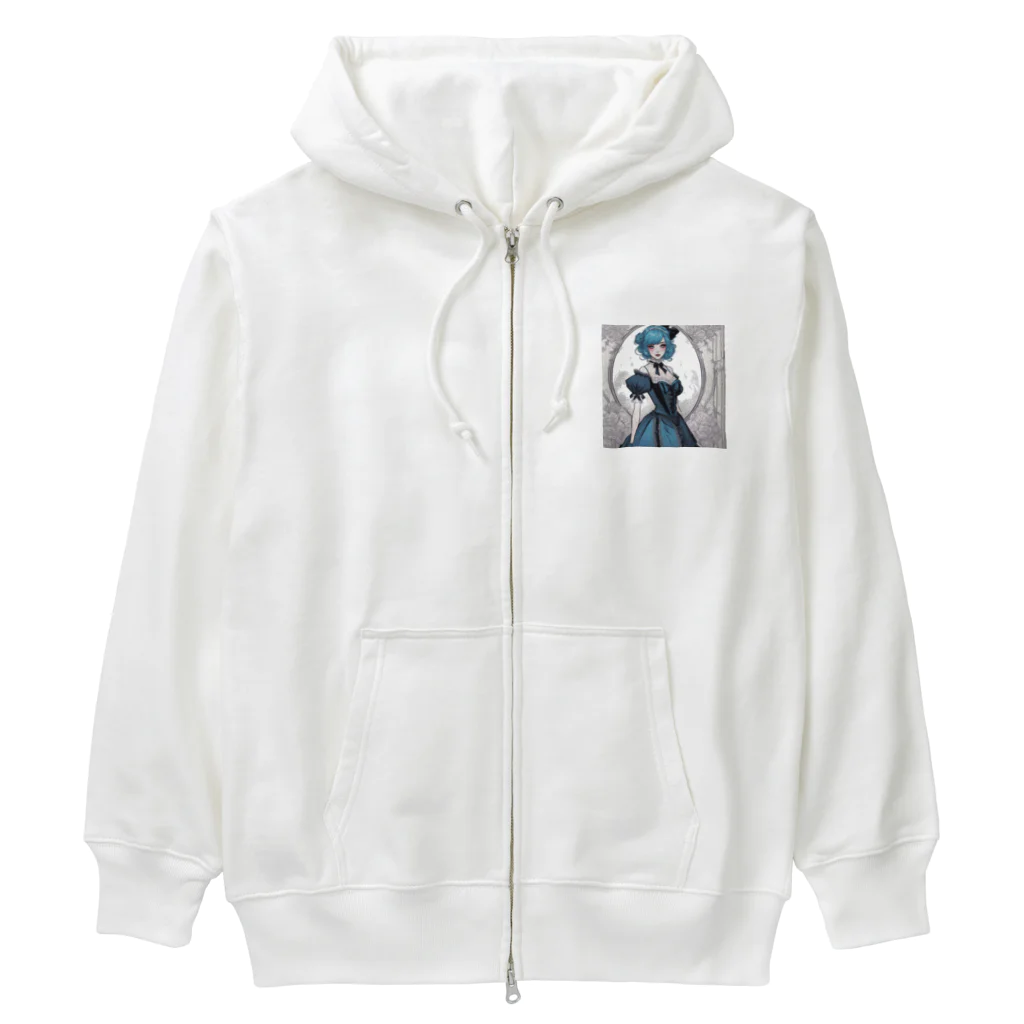 Kyon_IllustItemShopの青髪ゴシックロリータ Heavyweight Zip Hoodie