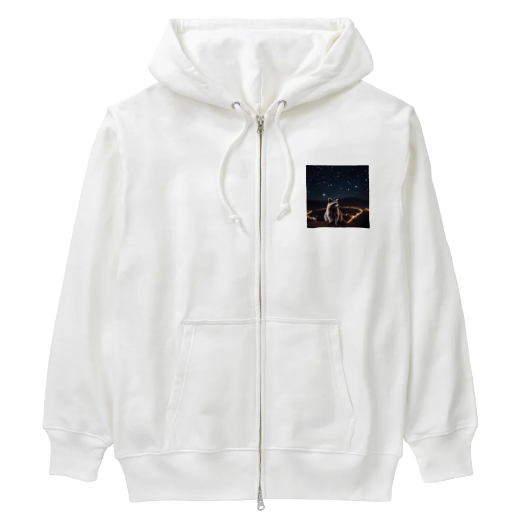 araiguma_shopの星を眺めているアライグマ Heavyweight Zip Hoodie