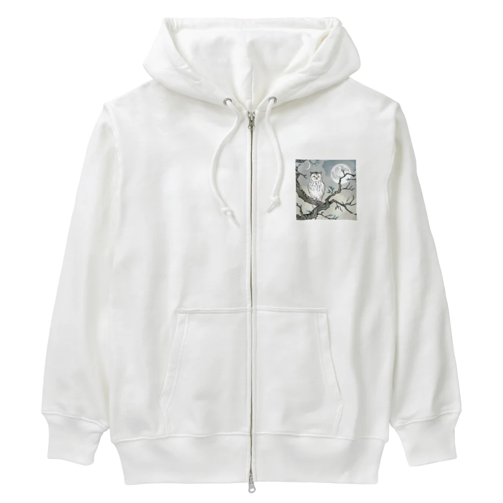 bigbamboofamilyの月明かりと梟 Heavyweight Zip Hoodie