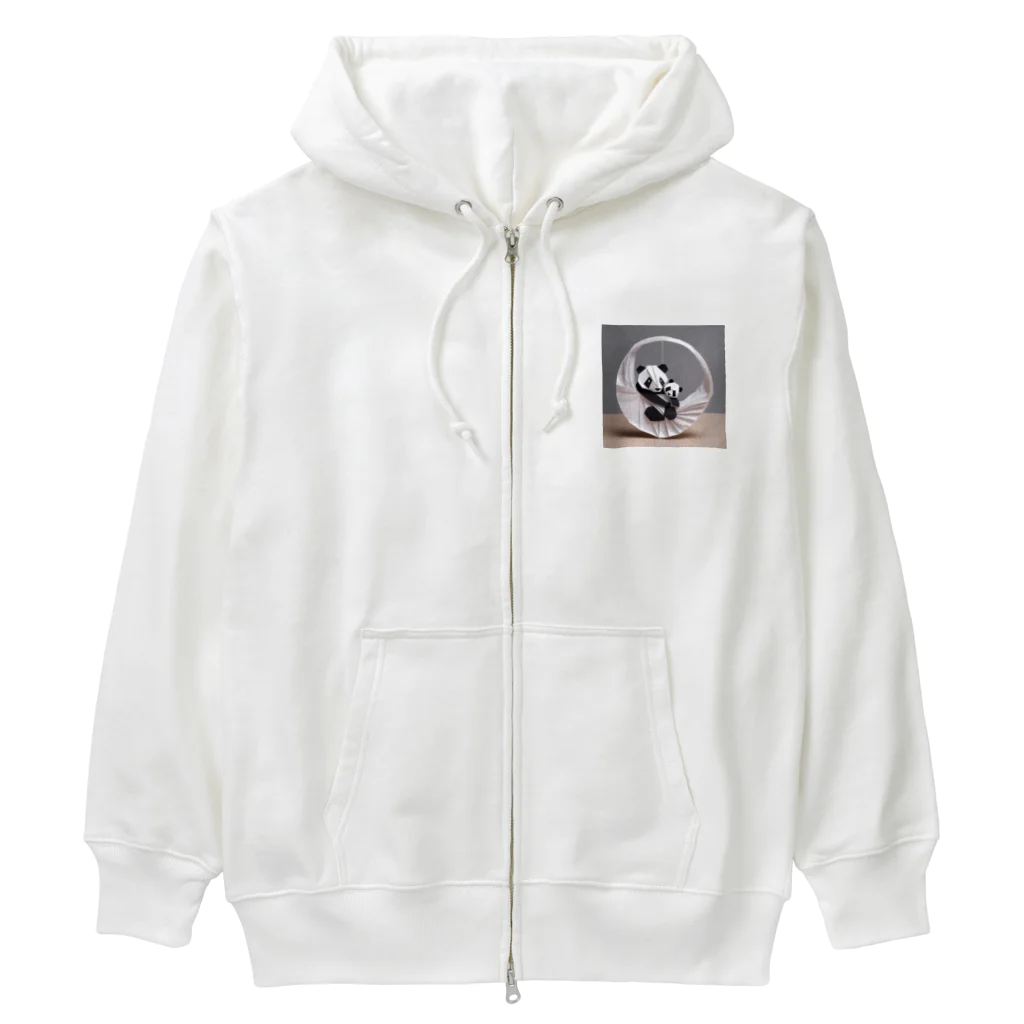 gigaグッズの輪っかで遊ぶ親子の折り紙パンダ Heavyweight Zip Hoodie