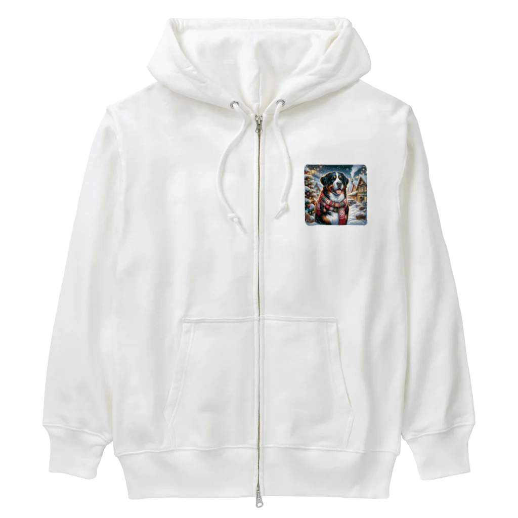 barefoot-Bの贅沢なクリスマスの雰囲気を漂わせるバーニーズの姿。 Heavyweight Zip Hoodie