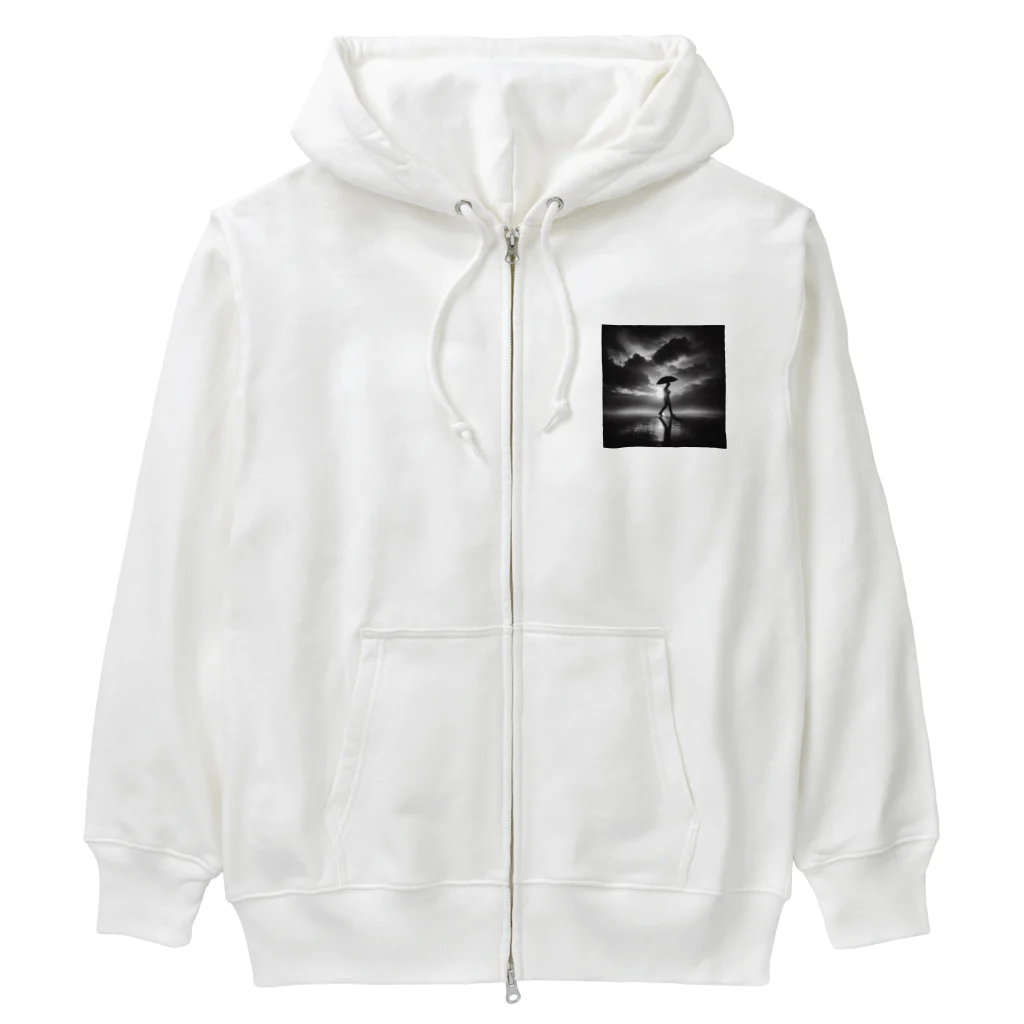 たこ焼きの傘を差す男 Heavyweight Zip Hoodie