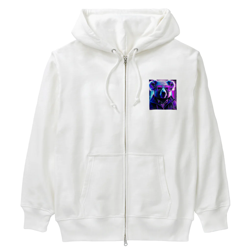 ゴーラッキーサンのリアルな眼鏡コアラ Heavyweight Zip Hoodie