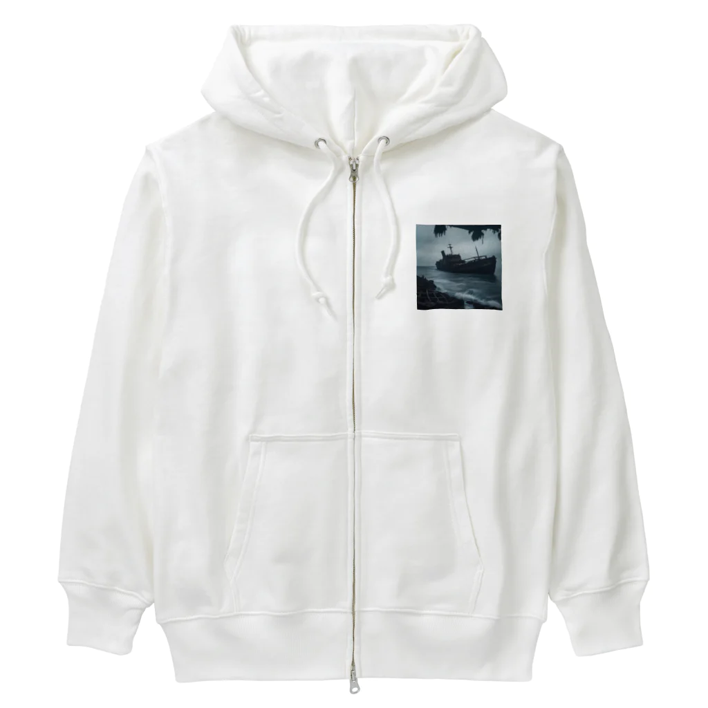 Dark Fの暗黒の海に浮かぶ腐敗した船の墓場 Heavyweight Zip Hoodie