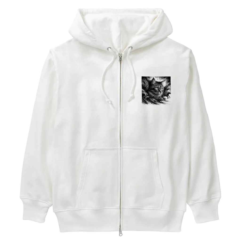 pimo244の躍動感ある、、ネコ Heavyweight Zip Hoodie