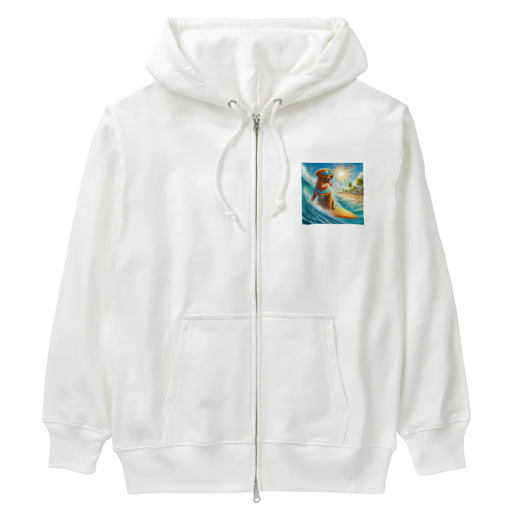 ショウショップの犬サーフィン Heavyweight Zip Hoodie