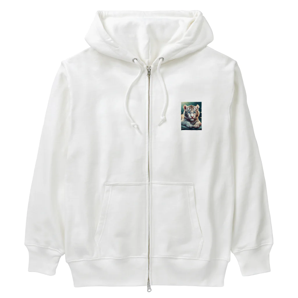 rentorataの可愛いホワイトタイガー Heavyweight Zip Hoodie