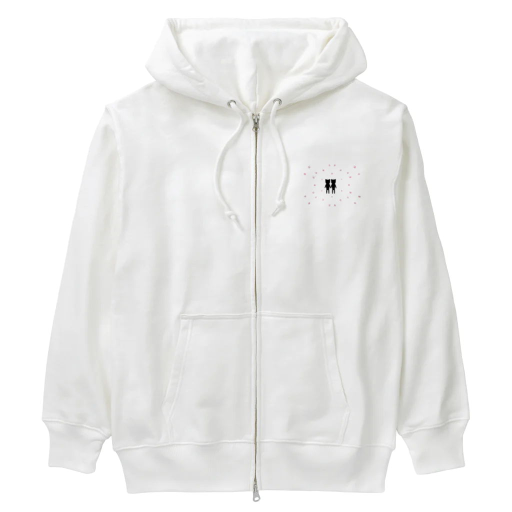 ウサネコ38の🌸🐰∞桜の花びらに囲まれてう∞🐰🌸 Heavyweight Zip Hoodie