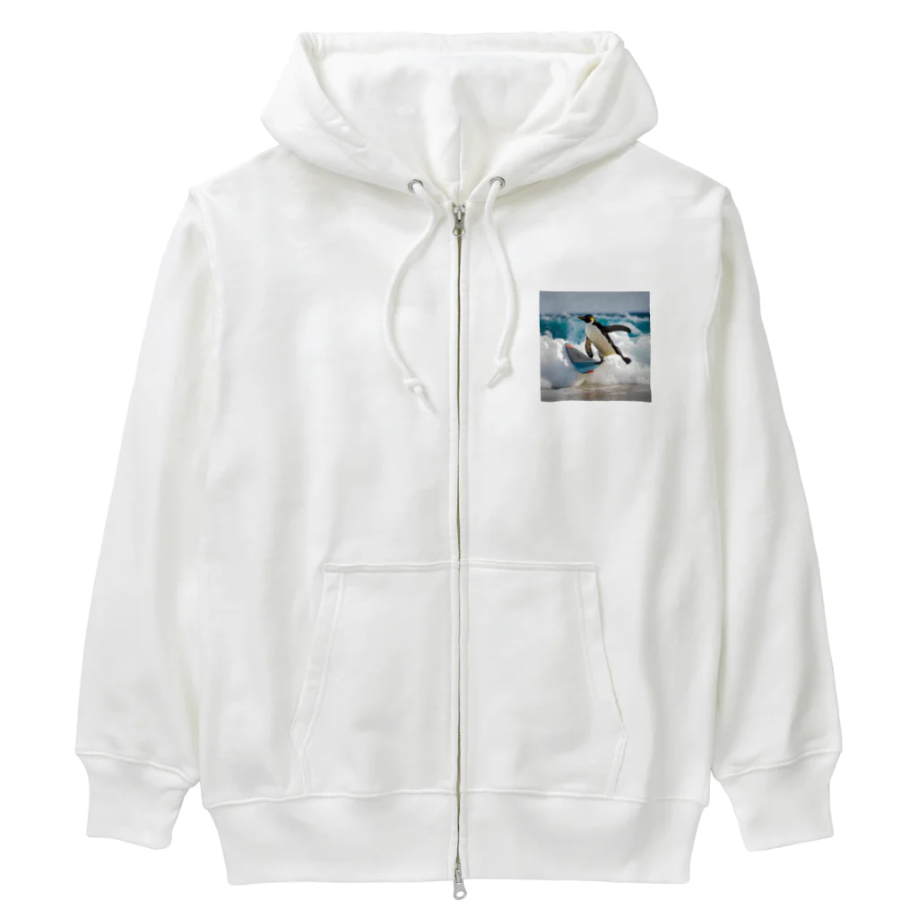 hakumenhonのサーフィンするペンギン Heavyweight Zip Hoodie