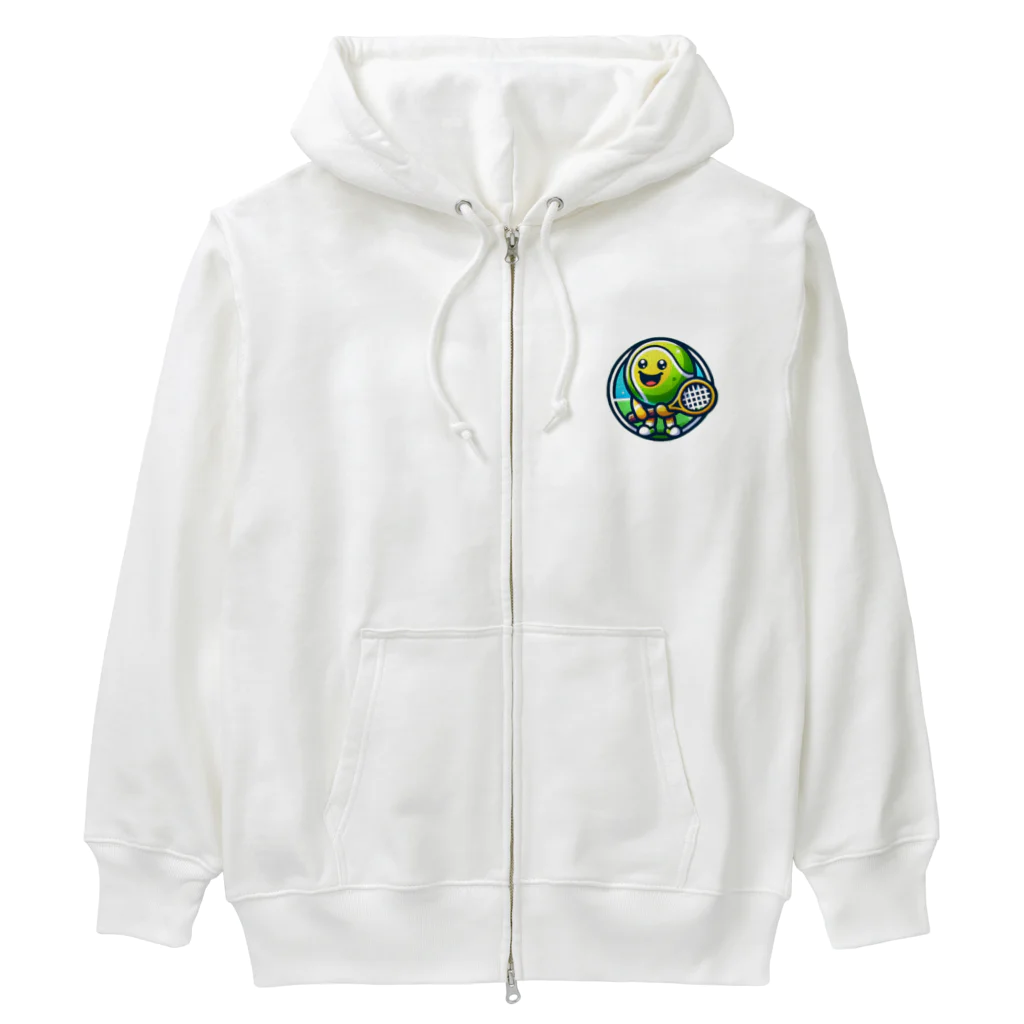 パグとプードルのテニスボールキャラクター Heavyweight Zip Hoodie