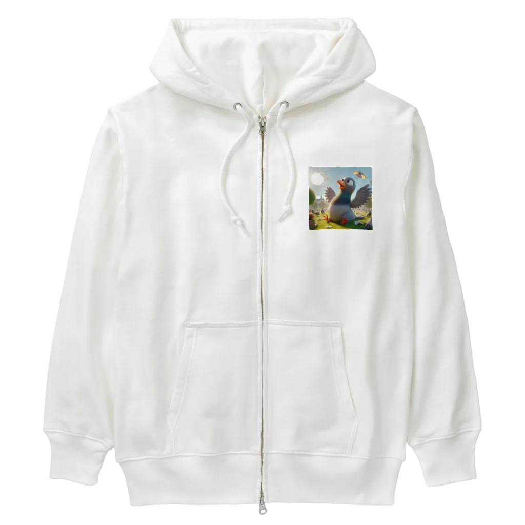 かんぱい工房の明るい子供のハト Heavyweight Zip Hoodie