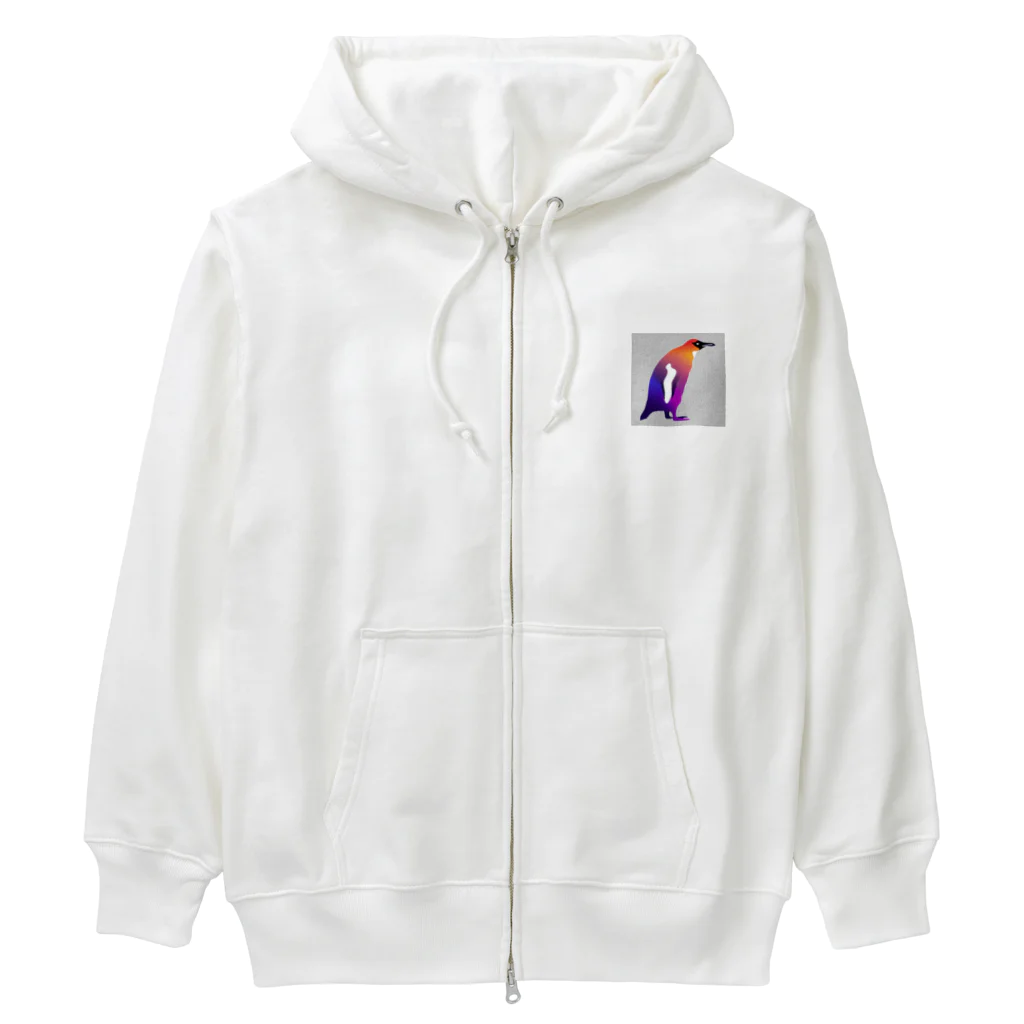 mirinconixの紫からオレンジのグラデーションのペンギン Heavyweight Zip Hoodie