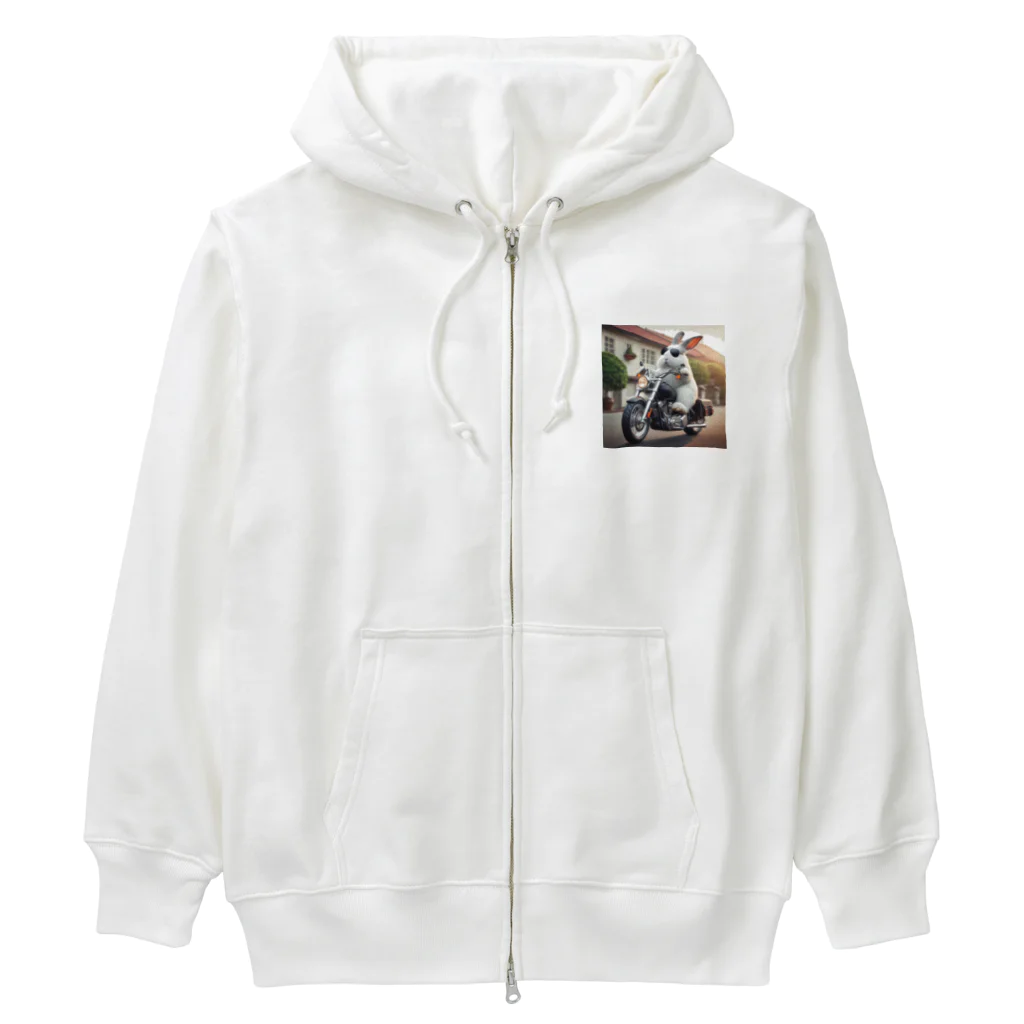 やんちゃな動物達のやんバニー　バイクver Heavyweight Zip Hoodie